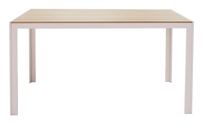 Τραπεζαρία Nares-Clutch A σετ 5τεμ  λευκό αλουμίνιο και plywood σε φυσική απόχρωση 140x80x72.5εκ