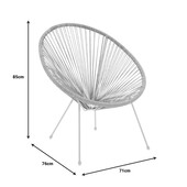 Πολυθρόνα κήπου Acapulco  λευκό μέταλλο - pe rattan σε φυσική απόχρωση 71x76x85εκ