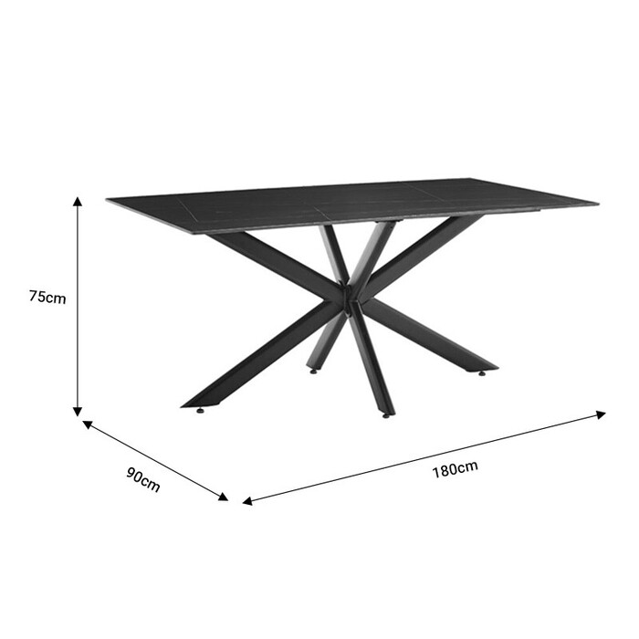 Τραπέζι Bethan  sintered stone γκρι cement-μαύρο 180x90x75εκ