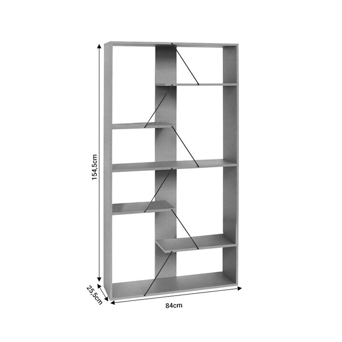 Βιβλιοθήκη Tars  οακ-μαύρο 84x25.5x154.5εκ