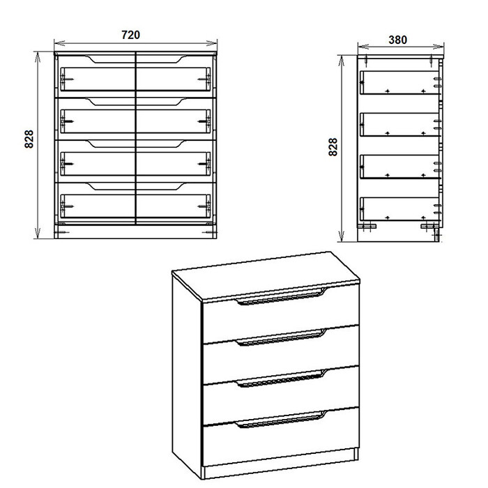 Συρταριέρα Azenor  4ων συρταριών sonoma 72x38x83εκ