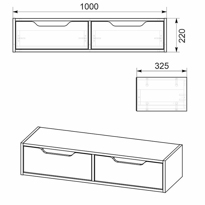 Κονσόλα-τουαλέτα Alberto  κρεμαστή καρυδί 100x32.5x22εκ