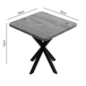 Τραπέζι Prestone  oak μελαμίνης-μαύρο μέταλλο 70x70x75εκ