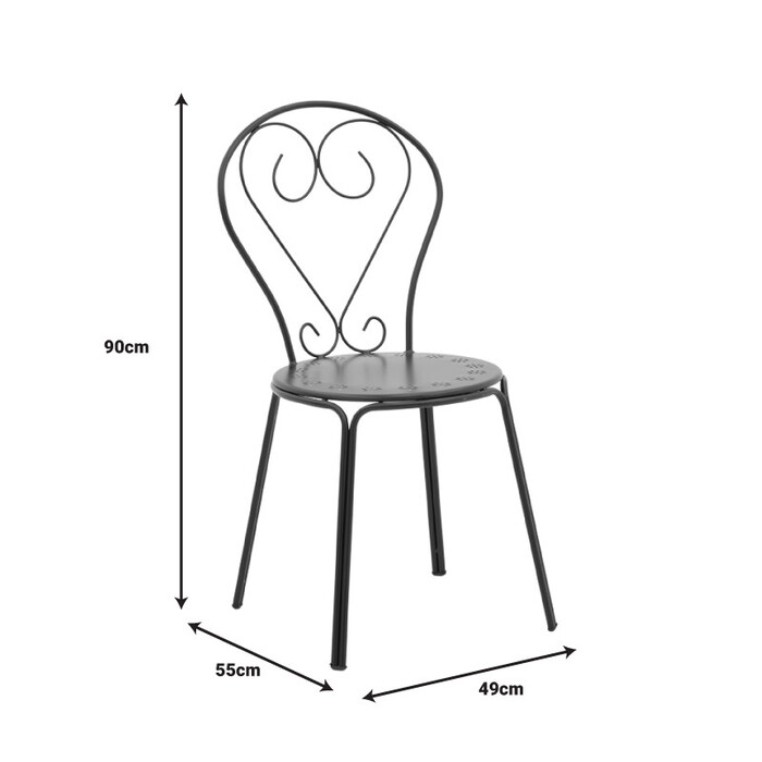 Καρέκλα Chari  στοιβαζόμενη μαύρο μέταλλο 49x55x90εκ