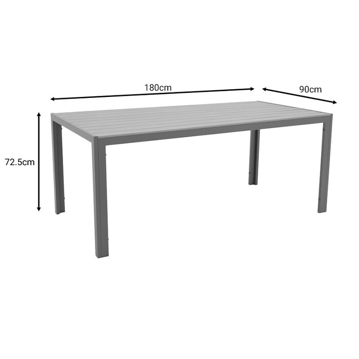 Τραπέζι Nares  αλουμίνιο ανθρακί-plywood φυσικό 180x90x72.5εκ