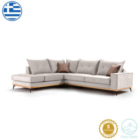 Γωνιακός καναπές δεξιά γωνία Luxury II  ύφασμα cream-mocha 290x235x95εκ