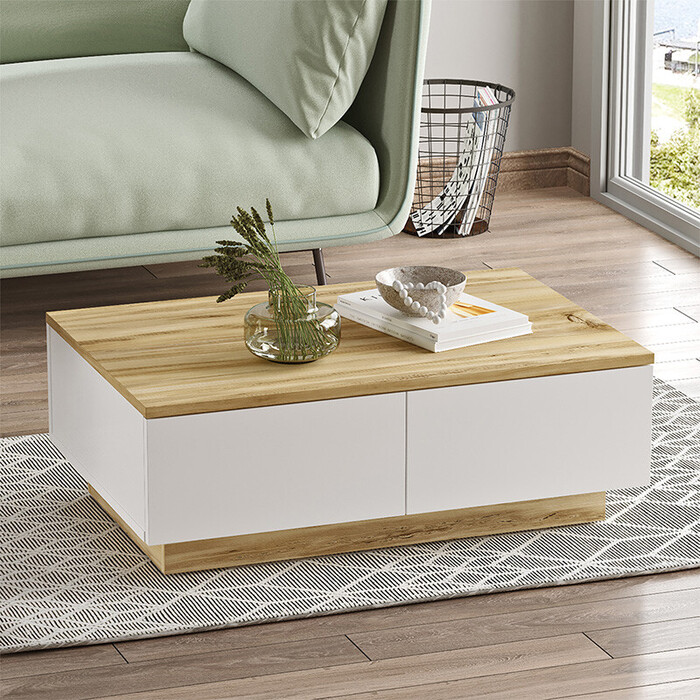 Τραπέζι σαλονιού Thunder  sonoma-λευκό 90x60x31.5εκ