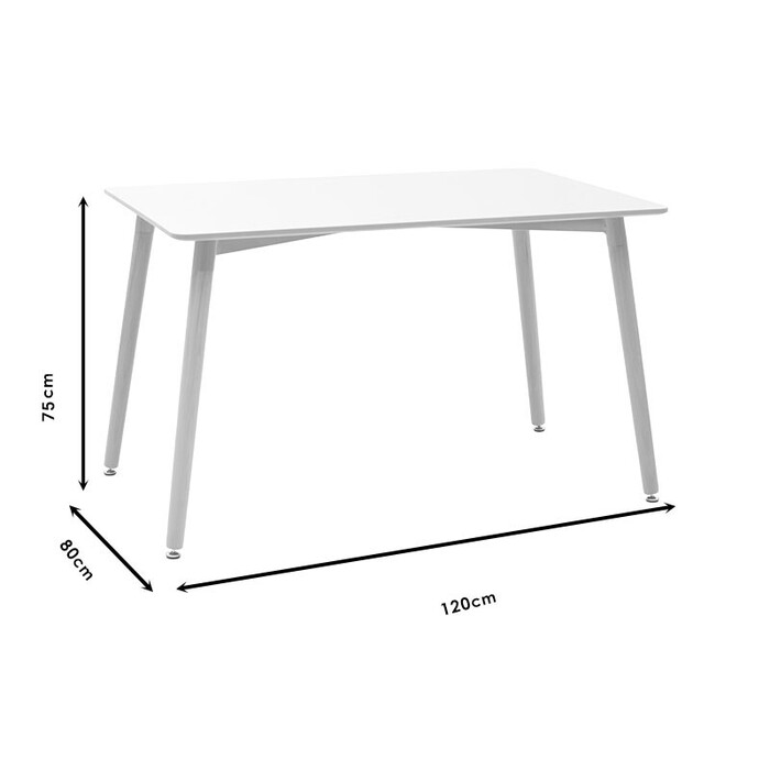 Τραπέζι Natali  MDF λευκό-πόδια φυσικό 120x80x76εκ