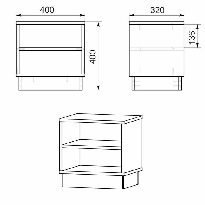 Κομοδίνο Mason  λευκό 40x32x40εκ