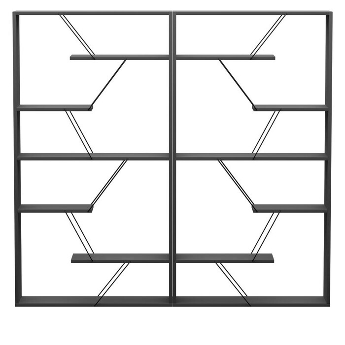 Βιβλιοθήκη Tars ανθρακί-μαύρο 168x24x157εκ