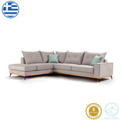 Γωνιακός καναπές δεξιά γωνία Luxury II  ύφασμα elephant-ciel 290x235x95εκ