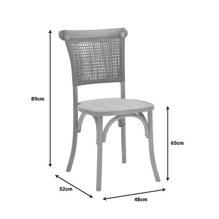 Καρέκλα Karley  φυσικό ξύλο οξιάς-έδρα φυσικό rattan 48x52x89εκ