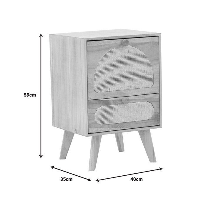 Κομοδίνο Finian  ξύλο σε φυσική απόχρωση 40x35x59εκ