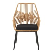 Πολυθρόνα Tanish  rattan φυσικό-πόδι μαύρο μέταλλο 58x58.5x87εκ