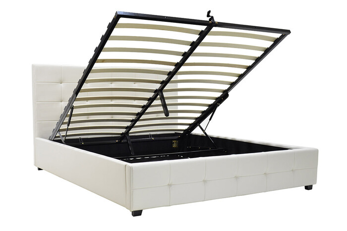 Κρεβάτι Roi  160x200 PU λευκό ματ + αποθηκευτικό χώρο