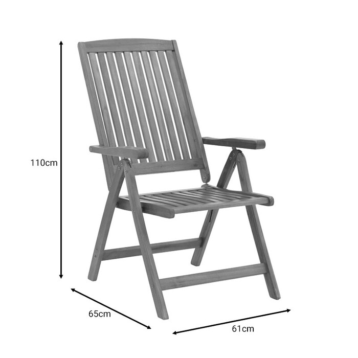 Πολυθρόνα 5 θέσεων Zerco  πτυσσόμενη ξύλο ακακίας φυσικό 61x65x110εκ