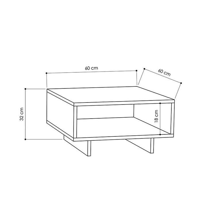 Τραπέζι σαλονιού Hola  antique λευκό-ανθρακί 60x60x32εκ