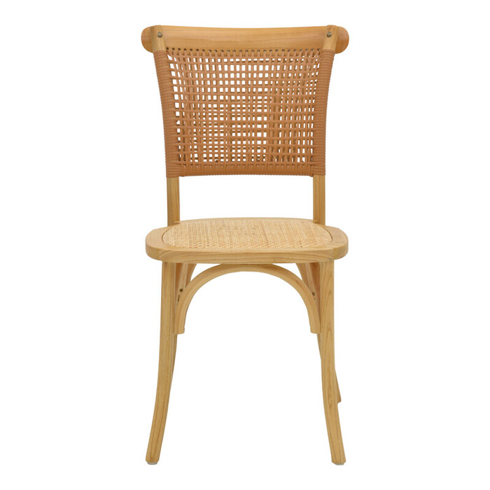 Καρέκλα Karley  φυσικό ξύλο οξιάς-έδρα φυσικό rattan 48x52x89εκ