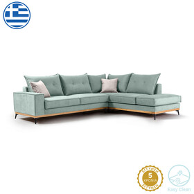 Γωνιακός καναπές αριστερή γωνία Luxury II  ύφασμα ciel-cream 290x235x95εκ