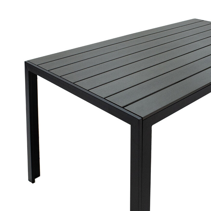 Τραπέζι Nares  αλουμίνιο μαύρο-plywood ανθρακί 140x80x72.5εκ