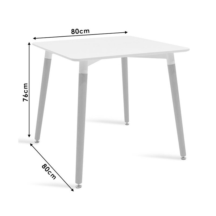 Τραπέζι Natali  MDF λευκό-πόδια φυσικό 80x80x76εκ