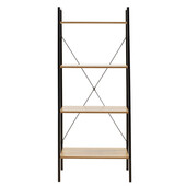 Βιβλιοθήκη- Ραφιέρα Ramon  φυσικό-μαύρο 60x23x145,5εκ