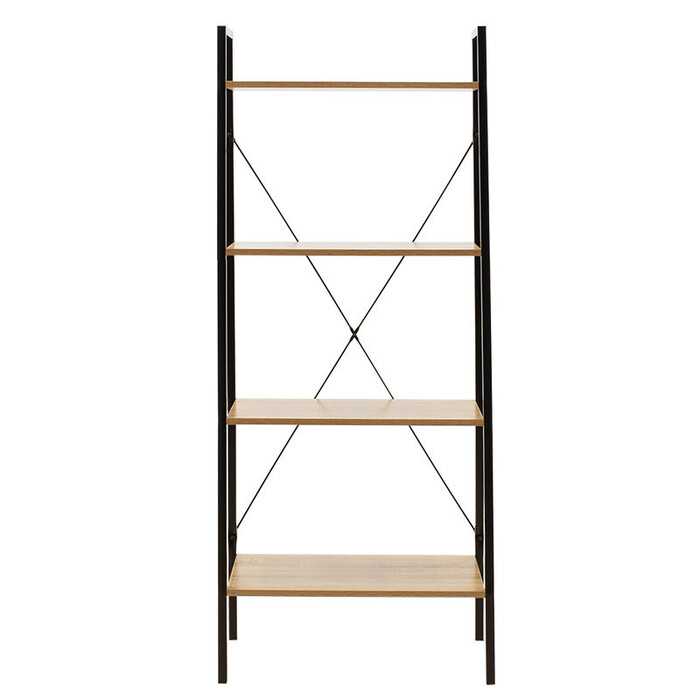 Βιβλιοθήκη- Ραφιέρα Ramon φυσικό-μαύρο 60x23x145,5εκ