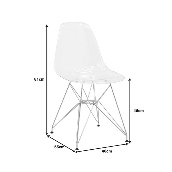 Καρέκλα Adelle  PP διάφανο-inox πόδι 46x55x81εκ