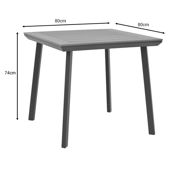 Τραπέζι Synergy  αλουμίνιο ανθρακί-plywood φυσικό 80x80x74εκ