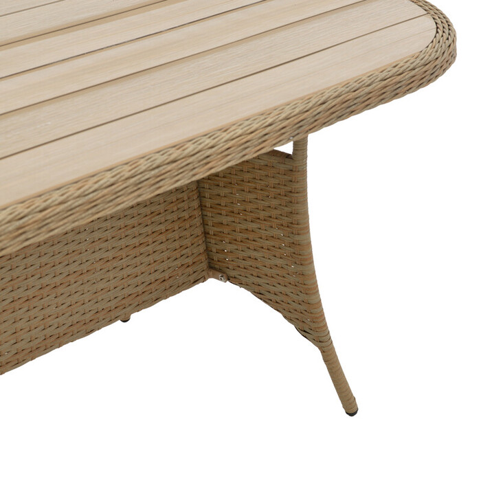 Τραπέζι Keir  rattan-αλουμίνιο καφέ 180x90x72εκ