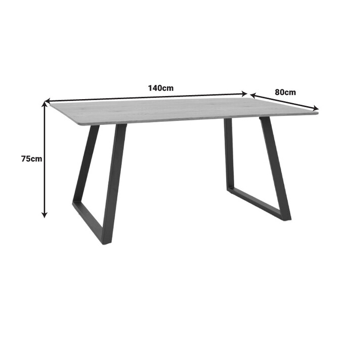 Τραπέζι Winor  φυσικό mdf-πόδι μαύρο μεταλλικό 140x80x75εκ