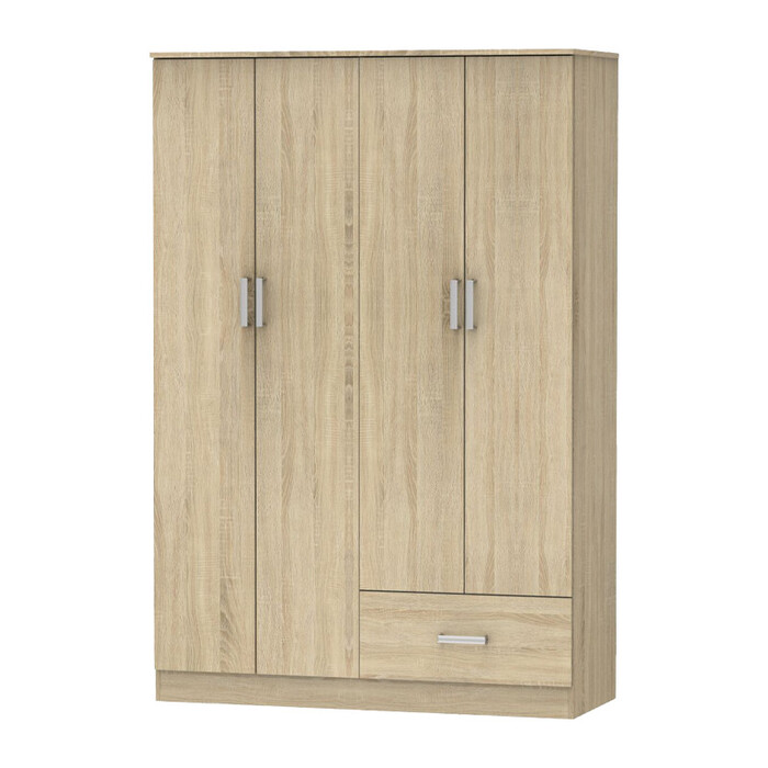 Ντουλάπα ρούχων τετράφυλλη Karter sonoma μελαμίνης 121x48x180εκ