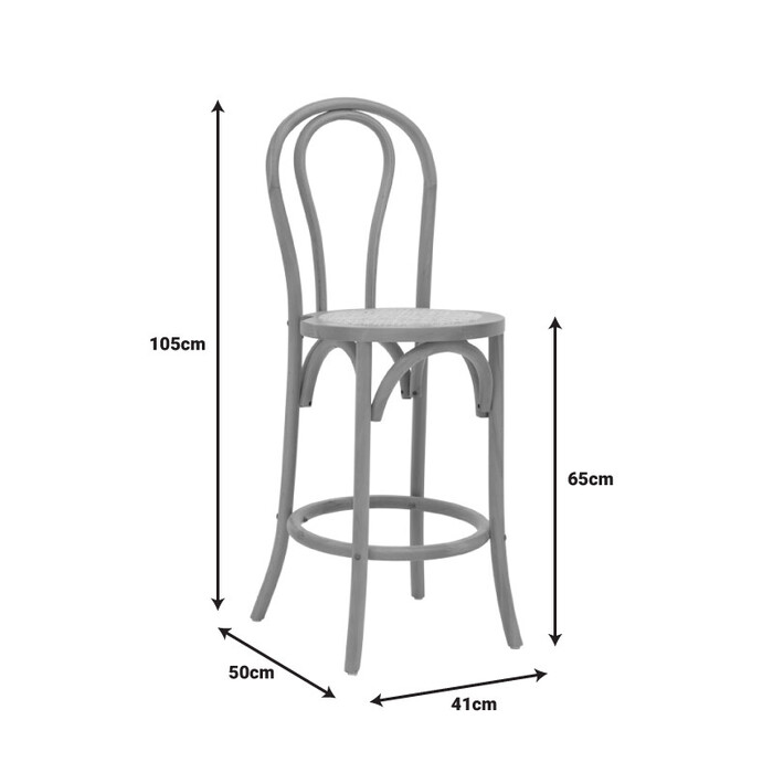 Σκαμπό μπαρ Thonet  φυσικό ξύλο οξιάς-έδρα φυσικό rattan 41x50x105εκ