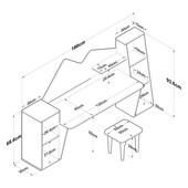 Σετ γραφείου παιδικό Bubble  3 τεμ καρυδί-λευκό 180x45x93.5εκ