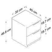 Κομοδίνο Verena  λευκό-καρυδί 35x40x47εκ