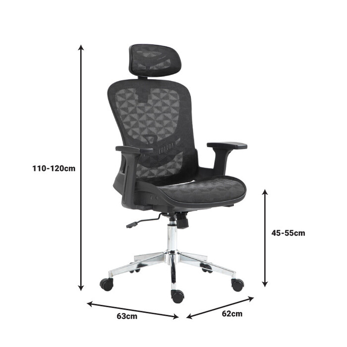 Καρέκλα γραφείου εργασίας Mergi  μαύρο mesh 62x63x120εκ
