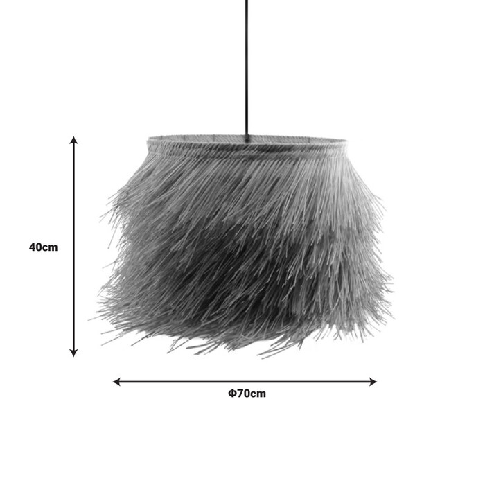 Φωτιστικό οροφής Hairy Inart Ε27 ρατάν σε φυσική απόχρωση Φ70x40εκ