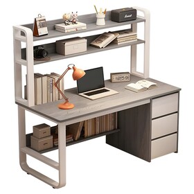 Γραφείο Soco  με ραφιέρα-MDF γκρι-λευκό 120x50x147εκ