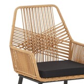 Πολυθρόνα Tanish  rattan φυσικό-πόδι μαύρο μέταλλο 58x58.5x87εκ