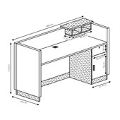 Γραφείο reception Oscar  καρυδί-ανθρακί 180x65x76εκ