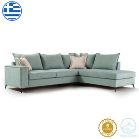 Γωνιακός καναπές αριστερή γωνία Romantic  ύφασμα ciel-cream 290x235x95εκ