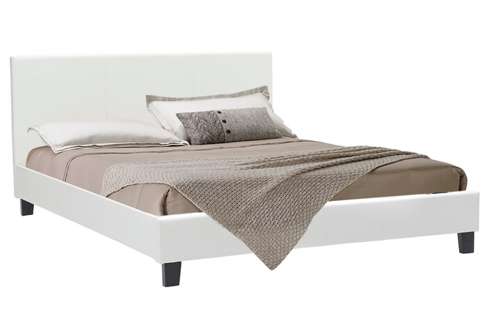 Κρεβάτι Nevil 150x200 PU χρώμα λευκό ματ