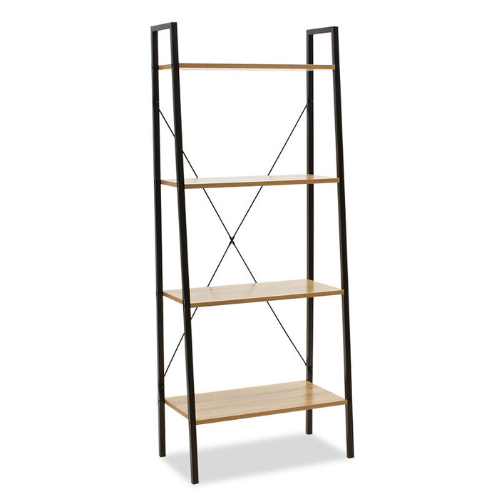 Βιβλιοθήκη- Ραφιέρα Ramon φυσικό-μαύρο 60x23x145,5εκ
