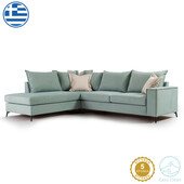 Γωνιακός καναπές δεξιά γωνία Romantic  ύφασμα Ciel-Cream 290x235x95εκ