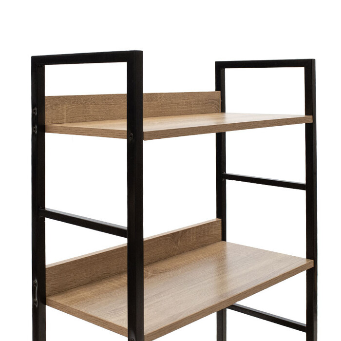 Βιβλιοθήκη- Ραφιέρα Ramon  φυσικό-μαύρο 60x28x125,5εκ