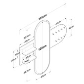 Κρεμάστρα-καθρέπτης Baunty  λευκό-καρυδί125x2x122εκ