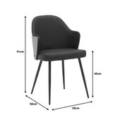 Καρέκλα Marci  μαύρο pu-πόδι μαύρο μέταλλο 58x58x91εκ