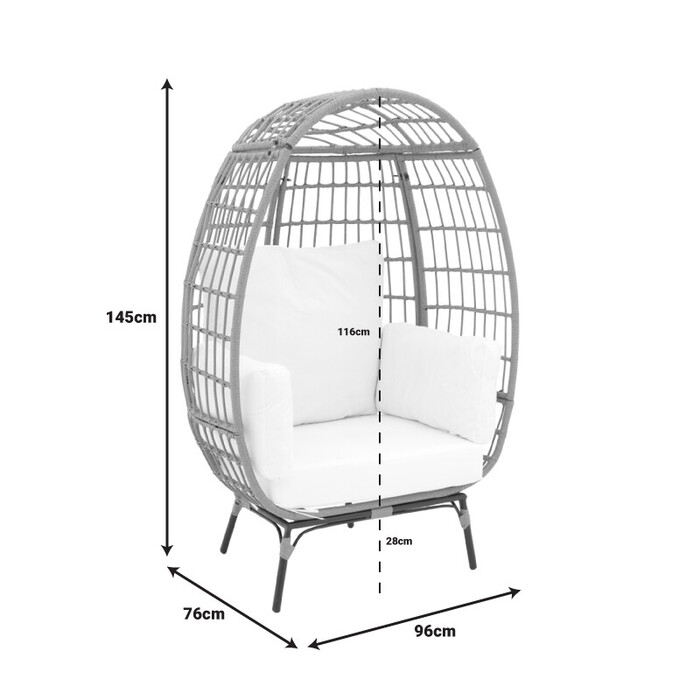 Πολυθρόνα Frox  wicker rattan φυσικό-μεταλλικό φυσικό-μαύρο πόδι-μπεζ μαξιλάρι 96x76x145εκ