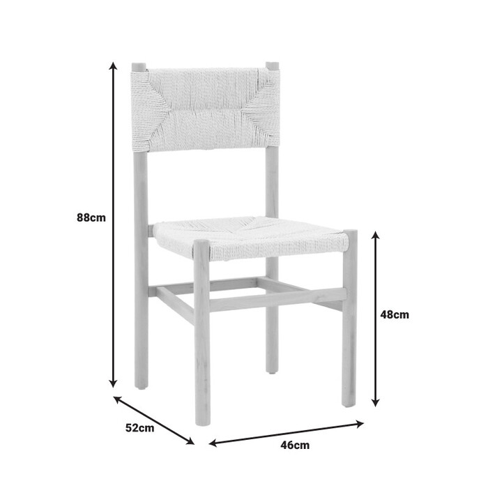 Καρέκλα Oarvine  φυσικό rubberwood-φυσικό σχοινί 46x52x88εκ