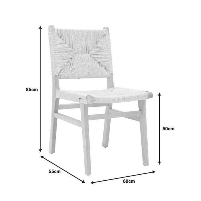 Καρέκλα Arten  σχοινί-rubberwood σε φυσική απόχρωση 60x55x85εκ